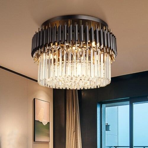 YOOGEE Black Round Chandelier for Living Room Bedroom Home Decoration Modern Metal Cristal люстра