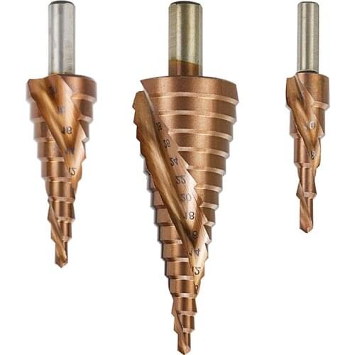 Triangle Shank Step Drill Bits Tool Garden Auger Spiral Drill Bits Countersink Bit Step Drill Cone Hole Cutter Taper M35 HSS CO