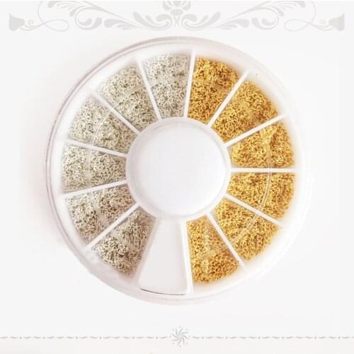 Super Shine Thin Nail Art Metal Chain Gold Silver Color 3d Metal Nail Art Decoration Wheel NP350