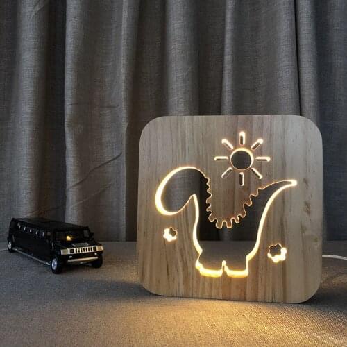 LED Creative USB Night Light Wooden Dog Paw Cat Wolf Head Animal Lamp Children Gif Novelty Kid Bedroom 3D Decoration Table Lamp