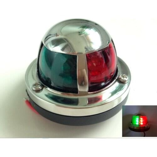Marine boat Yacht LED Navigation Light Stainless Steel Red Green Bi-color Bow Lights Deck Mount