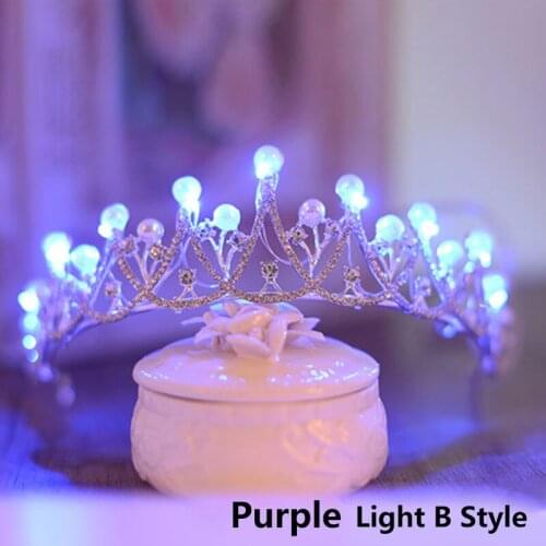 Romantic Blue Light Tiaras Crown Clear Crystal Tiara Party Hair Ornaments for Women Bridal Headpiece Rhinestone Accessories