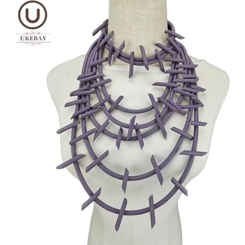 UKEBAY New Multicolor Choker Necklaces Rubber Jewelry Women Fashion Pendant Necklace Punk Sweater Chain Strange Necklaces Gift