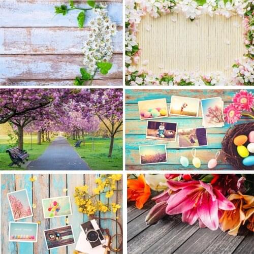 SHENGYONGBAO Vinyl Photography Backdrops Prop scenery+ Flower and Wooden Planks Photography Background 190117SK-002