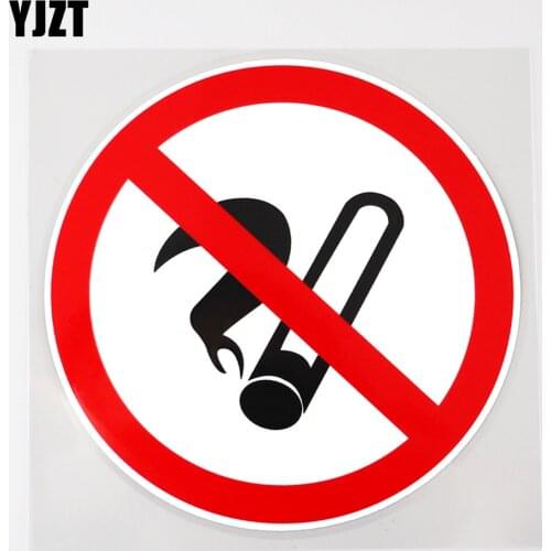 YJZT 12.8CM×12.7CM Warning No Smoking High Quality Decal PVC Car Sticker 12C-0017