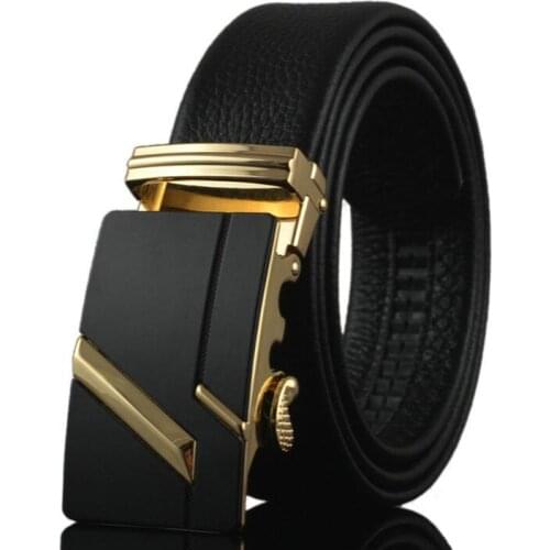ZPXHYH Famous Brand Belt Men Top Quality Genuine Luxury Leather Belts for Men,Strap Male Metal Automatic Buckle mens belts