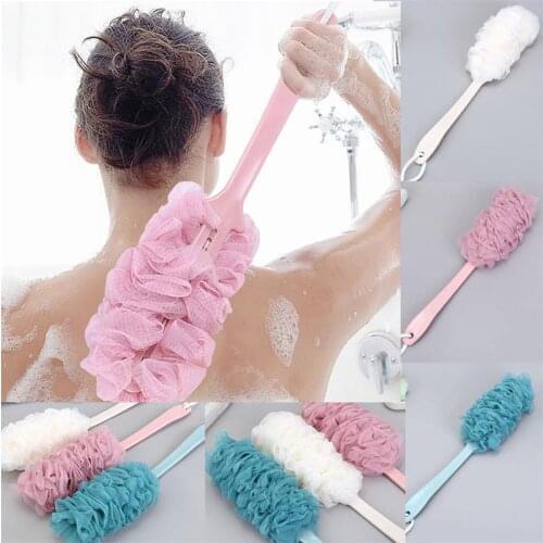 1Pc Long Handle Hanging Soft Mesh Back Body Bath Shower Scrubber Brush Sponge exfoliator Shower Brush Bathroom Accessories Set