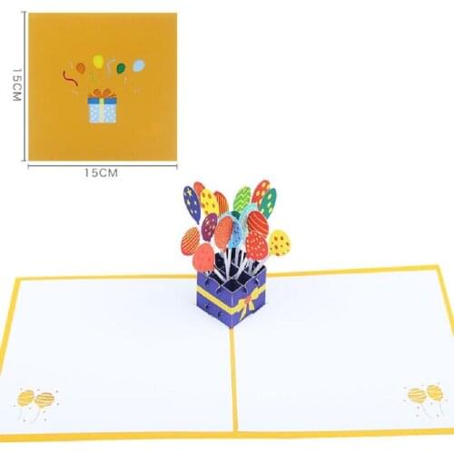 10pcs Handmade Kirigami Origami Balloon Cake 3D Pop UP Greeting Invitation Card For Wedding Birthday Party Gift