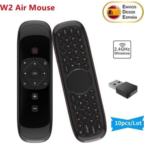 10PCS/Lot W2 2.4G Air Mouse Wireless Keyboard Voice Remote Control Learning 6Axis Motion Sense Remote Control for Android TV BOX