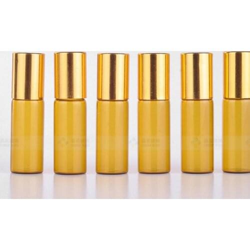 3ml 5ml Amber roll on glass roller perfume bottles for essential oil, brown roll-on refillable deodorant containers LX1344