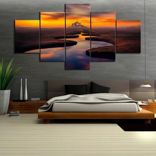 5 Pieces Landscape Painting Home HD Print Painting Artwork The Wall Art Modern Paintings Canvas Wall Art Living Room Artwork