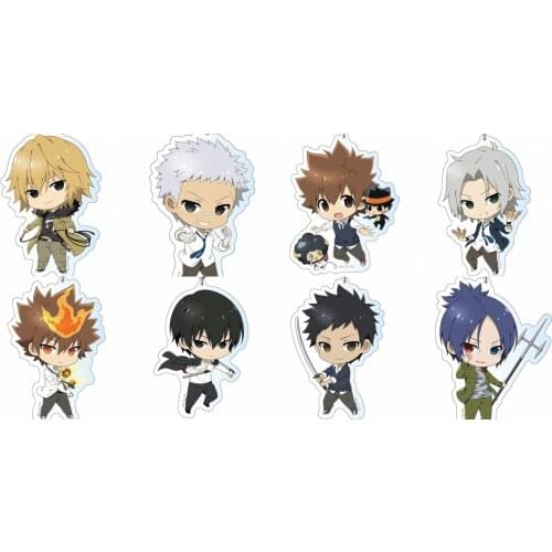Anime HITMAN REBORN! Gokudera Hayato Hibari Kyoya Bags Pendant Keychain Acrylic Keyring School Bag Charm Decor Cosplay Cute Toys