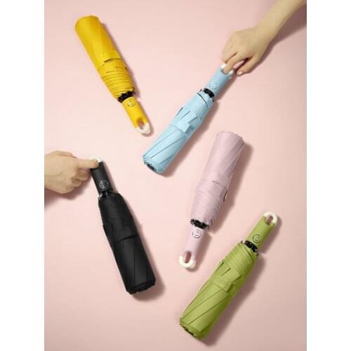 New Three-folding Automatic Umbrella Windproof Rainproof UV-proof Black Business Umbrellas Men Rain Sunny Women Parasol Gift