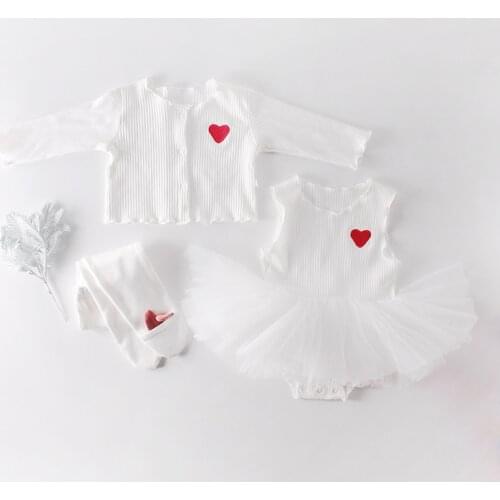 0-2Yrs Brand Baby Girl Clothes 2020 Spring Infant Multi-layer Screen Vest Skirt + Love Embroidered Jacket Girl Baby Gift