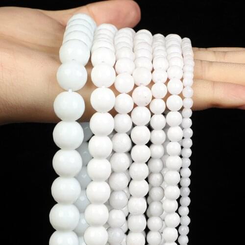 Natural Stone Beads Faceted White Porcelain Round Loose Spacer Beads For Jewelry Making Needlework DIY Bracelets 4/6/8/10/12MM
