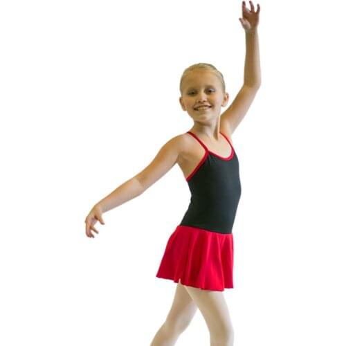 Girls Black Red Two Tone Camisole Cross-Back Ballet Dancing Girls Leotard Dress Kids Modern Dance Costumes