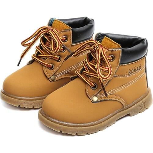 High Top Kids Boots Winter Autumn Outdoor Walking Shoes Child Boy Girl Anti-Skid Leather Sneakers Toddler Sport Shoes for Daily