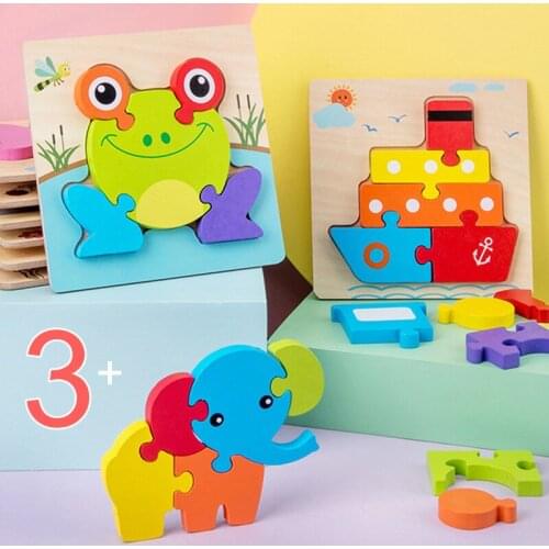 Kids Wooden Toys Animal 3D Jigsaw Puzzles For Toddlers Baby Teaching Aid Montessori Clever Board Educational Early Learning Toys