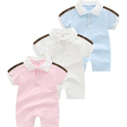 Summer fashion baby clothes short-sleeved one-piece cotton thin section stitching letters newborn Boy girl romper 0-24 months