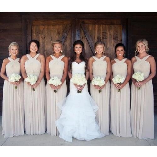 Champagne Long Bridesmaid Dresses 2020 vestidos de fiesta de noche Floor Length Maid Of Honor Dress Wedding Party Gowns
