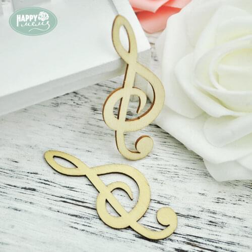 Happymems Wood Shapes 50pcs/lot Lovely Music Note Wooden Shape For DIY Craft Natural Wood Scrapbook Home Decorations Crafts
