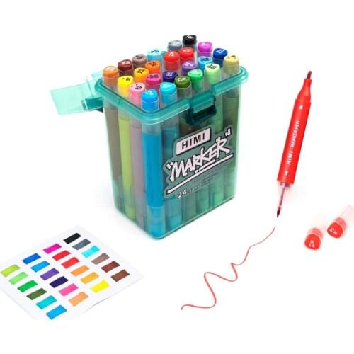 HIMI12/ 24/36color Water-based Markers, Dual Tips Permanent Art Markers for Kids, Highlighter Pen Sketch Markers for Drawing