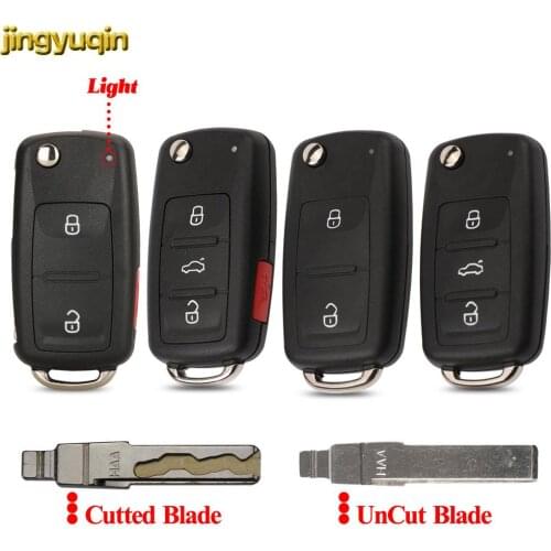 Jingyuqin Cut Blade 3 Buttons Remote Key Blade For Volkswagen Golf Passat Polo Jeta Touran Bora Sharan Transporter