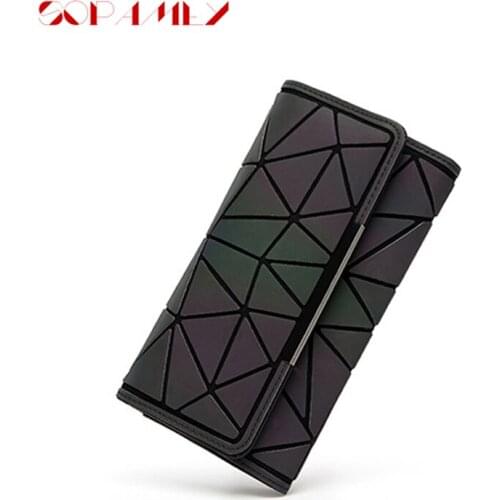 Women long wallet ladies cards bag fashion Geometric women bags Noctilucent luminous purse long design female clutch carteira