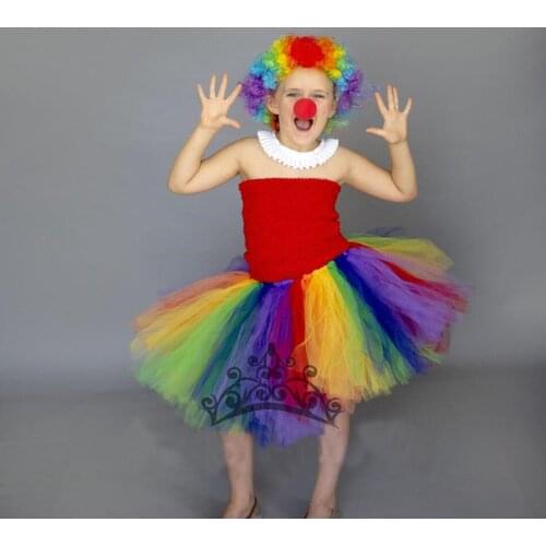 Girls Circus Clown Halloween Costumes Baby Clown Halloween Dress Candy TUTU Carnival Disguise Clothes Kids Fancy Ball Gown Robe