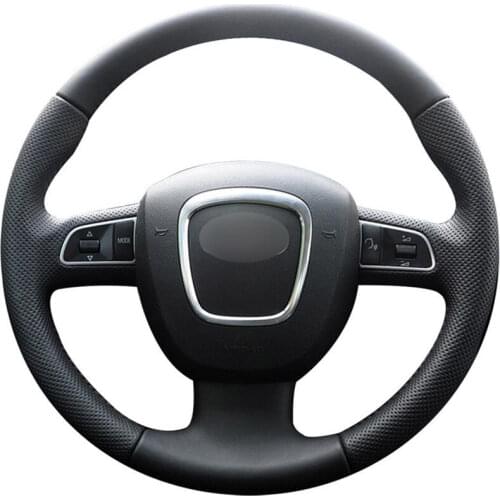 For Audi A3 A4 B8 A5 A6 C6 Top Leather Steering Wheel Hand-stitch on Wrap Cover