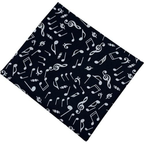 Beautiful Music Fabric Black Cotton Fabric Musical Note Print Patchwork Sewing Material Diy Man Shirt Clothing Dress