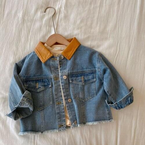 2021kids clothes boys girls spring autumn item girl casual pocket jeans jacket denim coat