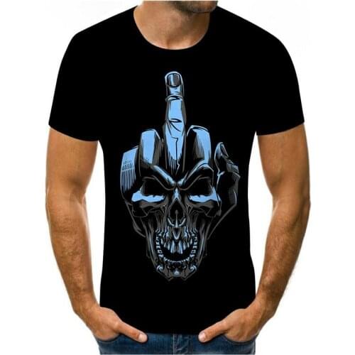 Sumer New Mens Skull T shirts Brand punk style finger skull 3Dt- shirts Men Tops Hip hop 3d print skull punisher T-shirt dropshi