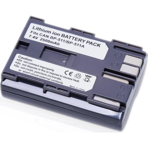 7.4V 2500mA BP-511 BP 511 Digital Camera Rechargeable Li-ion Battery For Canon 10D 20D 20Da 300D 30D 5D 60D Z1 BP-522 BP-508