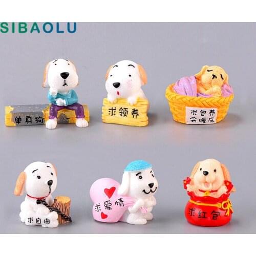 Lovely dog figurine animal model resin craft home decor miniature fairy garden Car Birthday Cake decoration accessories modern