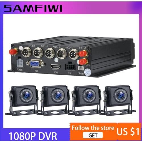 4G WIFI GPS 8CH/Channel Vehicle AHD Mobile DVR HD 1080P SD Card Video Recorder Car DVR Camera Security monitoring system 4CH