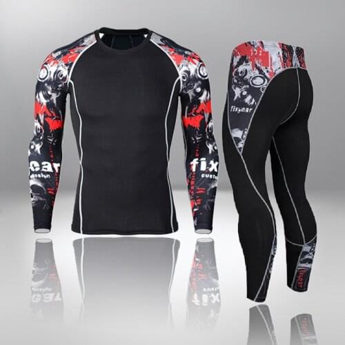 Men Thermal Underwear Winter Warm Pants Shirt Functional T-Shirt Man 7 Colors MMA Fitness Clothing Compression Quick Dry Suit 4x