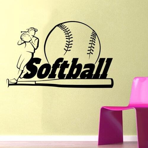 Softball Wall Decal Sport Wall Decals Vinyl Stickers Home Design Interior Wall Art Poster Vinilos Paredes Muursticker Mural A259