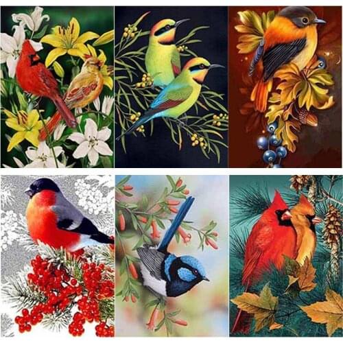 New 5D DIY Diamond Painting Flowers Birds Diamond Embroidery Animal Cross Stitch Full Square Round Drill Home Decor Manual Gift