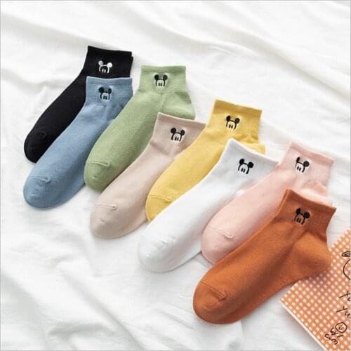 New Summer Thin Boat Socks Female Japanese Socks Ins Trend Cute Cartoon Embroidery Breathable Cotton Socks Ladies Short Socks