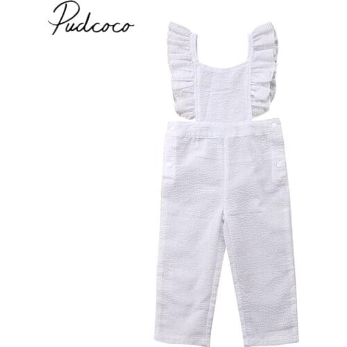 2018 Brand New Infant Kids Baby Girl Toddler Summer Clothes Backless Overalls Ruffled Playsuit Solid Romper Casual Sunsuit 1-6T