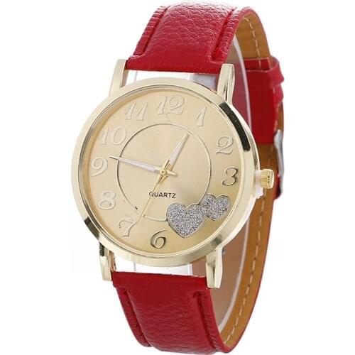 Wholesale Hot Fashion Women Dress Quartz Fashion Women Bracelet Watch Luxury Double Heart Women Dress Wristwatches