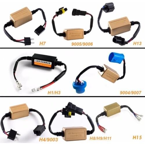 Pair H11 H15 H4 H7 9007 9005 LED CAN-BUS Warning Error Free Decoder Canceller Capacitor Anti-flicker Resistor harness Systems
