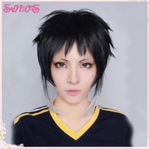 Bungo Stray Dogs Ryunosuke Akutagawa Cosplay wigs Gradual Black White Anime Hair Heat Resistant Synthetic Wigs Halloween Free