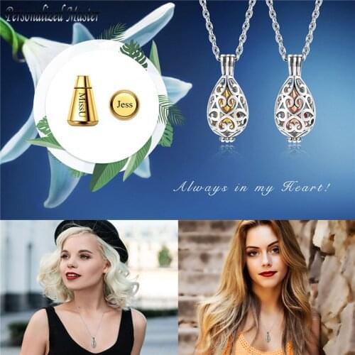 Personalized Master Customized Stainless Steel Hollow Waterdrop Pendant Keepsake Locket Cremation Necklaces Urns Ashes Jewelry