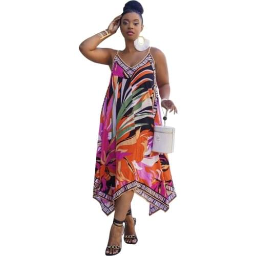 African Dresses For Women Sexy Spaghetti Strap Loose Casual Robes 2021 Summer Fashion Streetwear Dashiki African Dress Vestidos