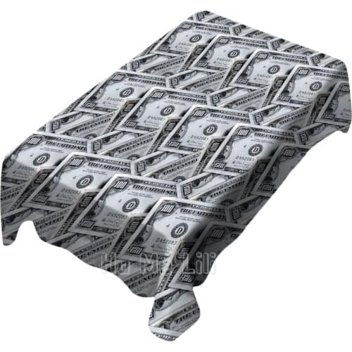 Money Pattern Design Rectangle Table Cover Picnic Bbq Kitchen Dining Decoration