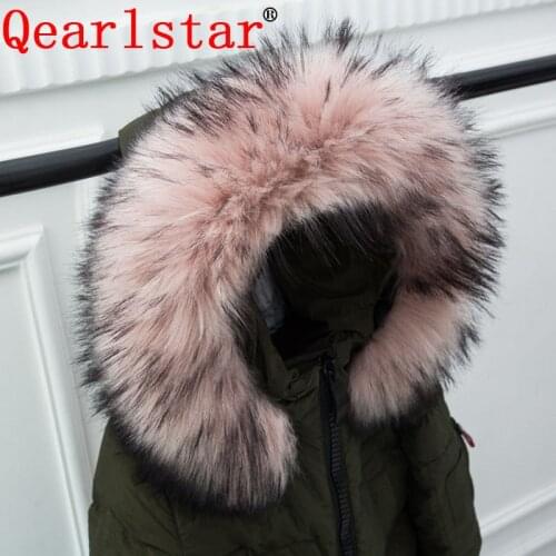 Qearlstar New Faux Raccoon Fur Scarf Winter Jackets Hood Fur Decor Multicolor Fake Fur Scarf Men Coat Fur Collar Scarves FY19