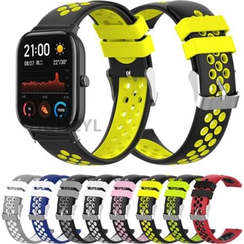 Bracelet Wrist Strap For Amazfit Bip Lite S Watchbands For Huami Amazfit GTS 2 Haylou Solar LS02 Silicone Smart Watch Strap