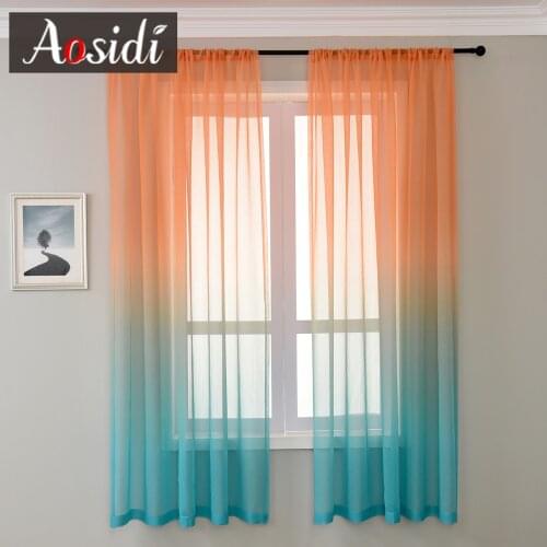 Gradient Tulle Sheer Curtains for Living Room Bedroom Purple Pink Window Curtains Home Kitchen Blue Orange Color Voile Drapes